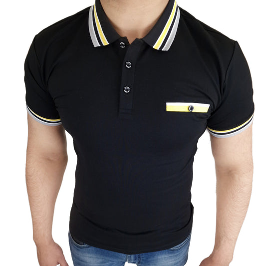 D-ROCK NADAL POLO TWO TONE COLLAR BLACK
