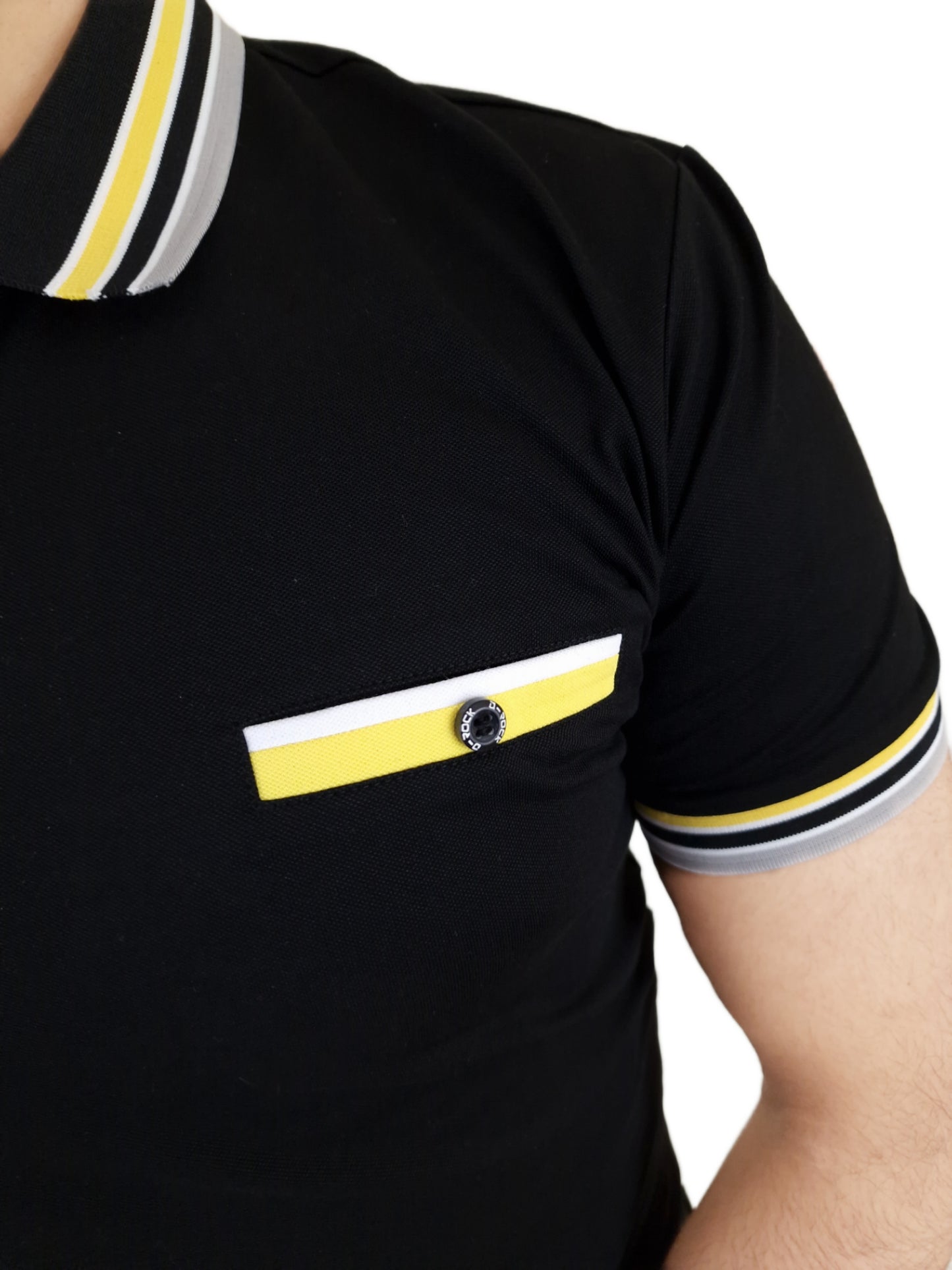 D-ROCK NADAL POLO TWO TONE COLLAR BLACK