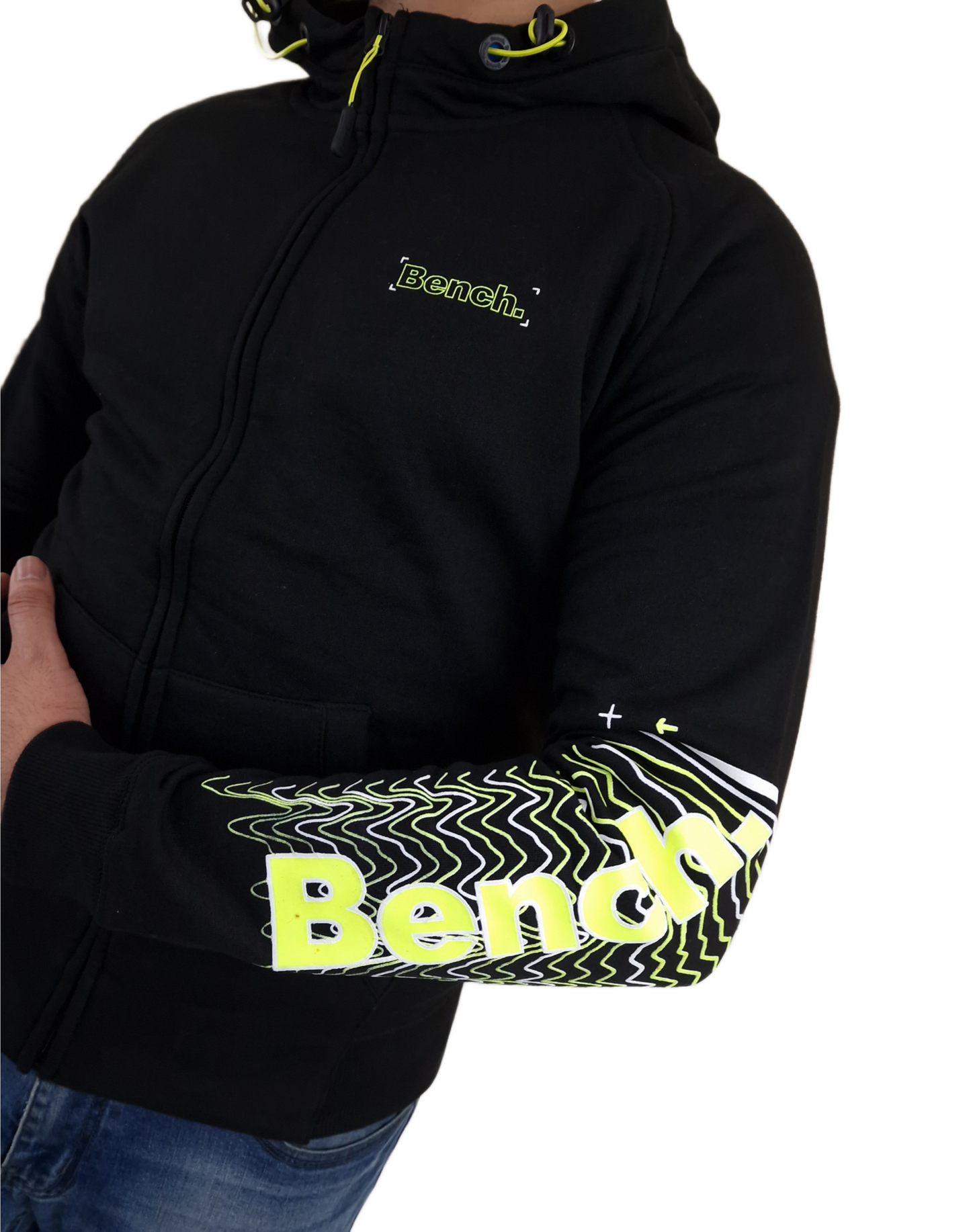 Men's Bench Zip Through Hoodie - Black