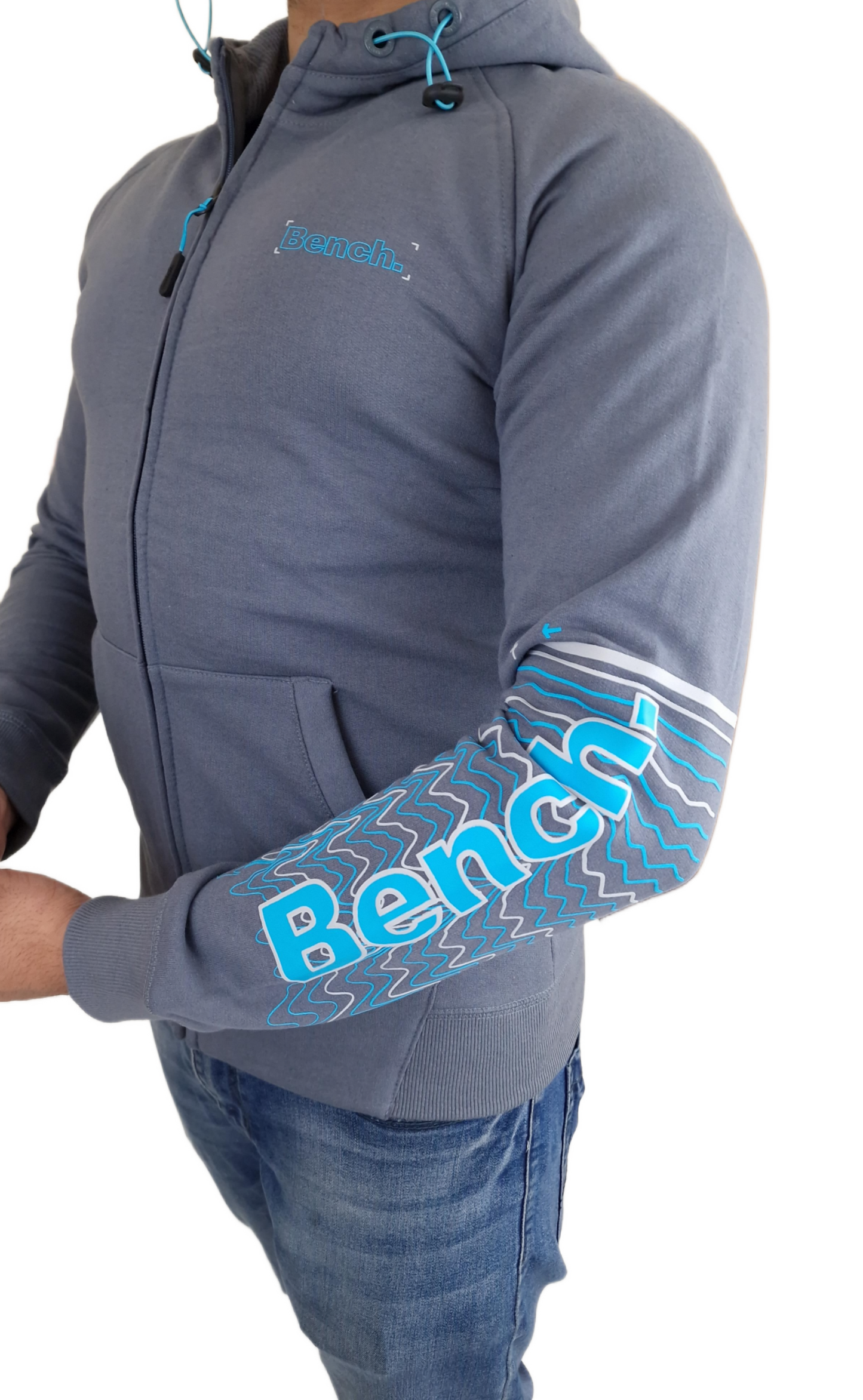 Men's Bench Zip Through Hoodie - Steel Grey