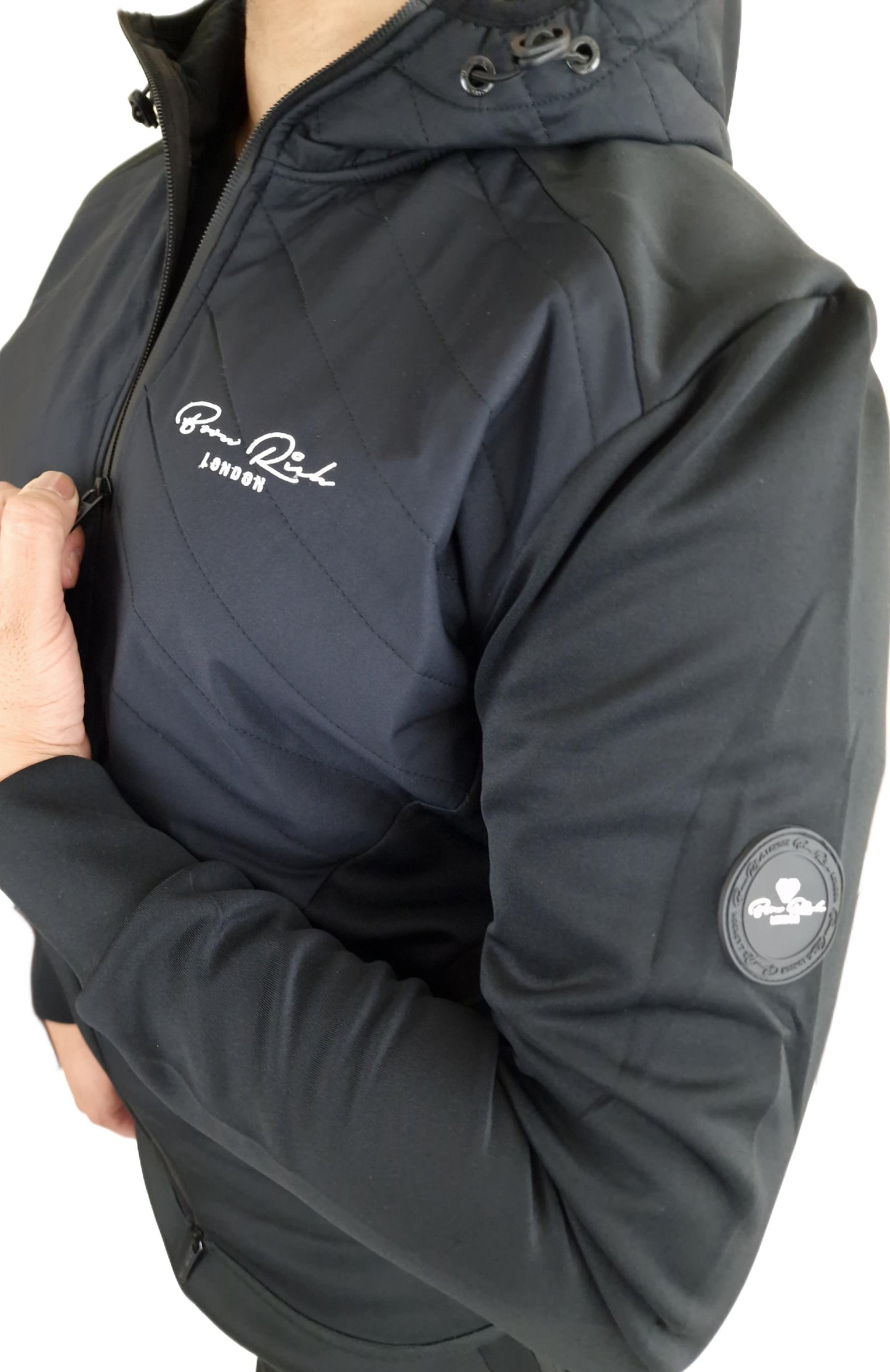 Men's Born Rich Jacket Panel Hoodie Black