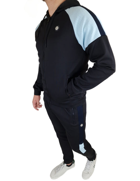 D-ROCK BLACK/SKY TEXTURE SHOULDER TRACKSUIT