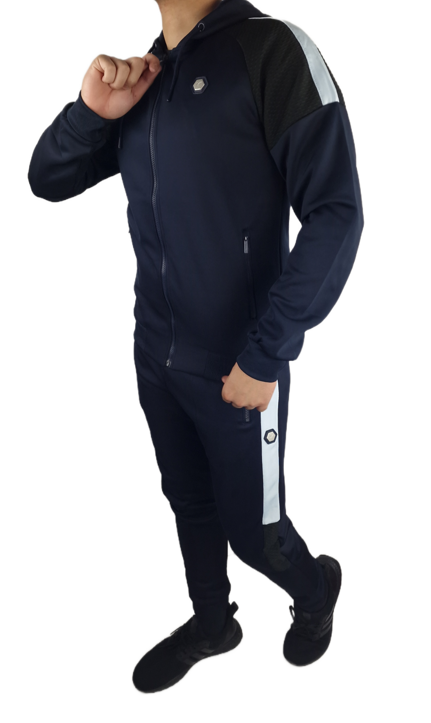 D-ROCK NAVY/BLACK TEXTURE SHOULDER TRACKSUIT