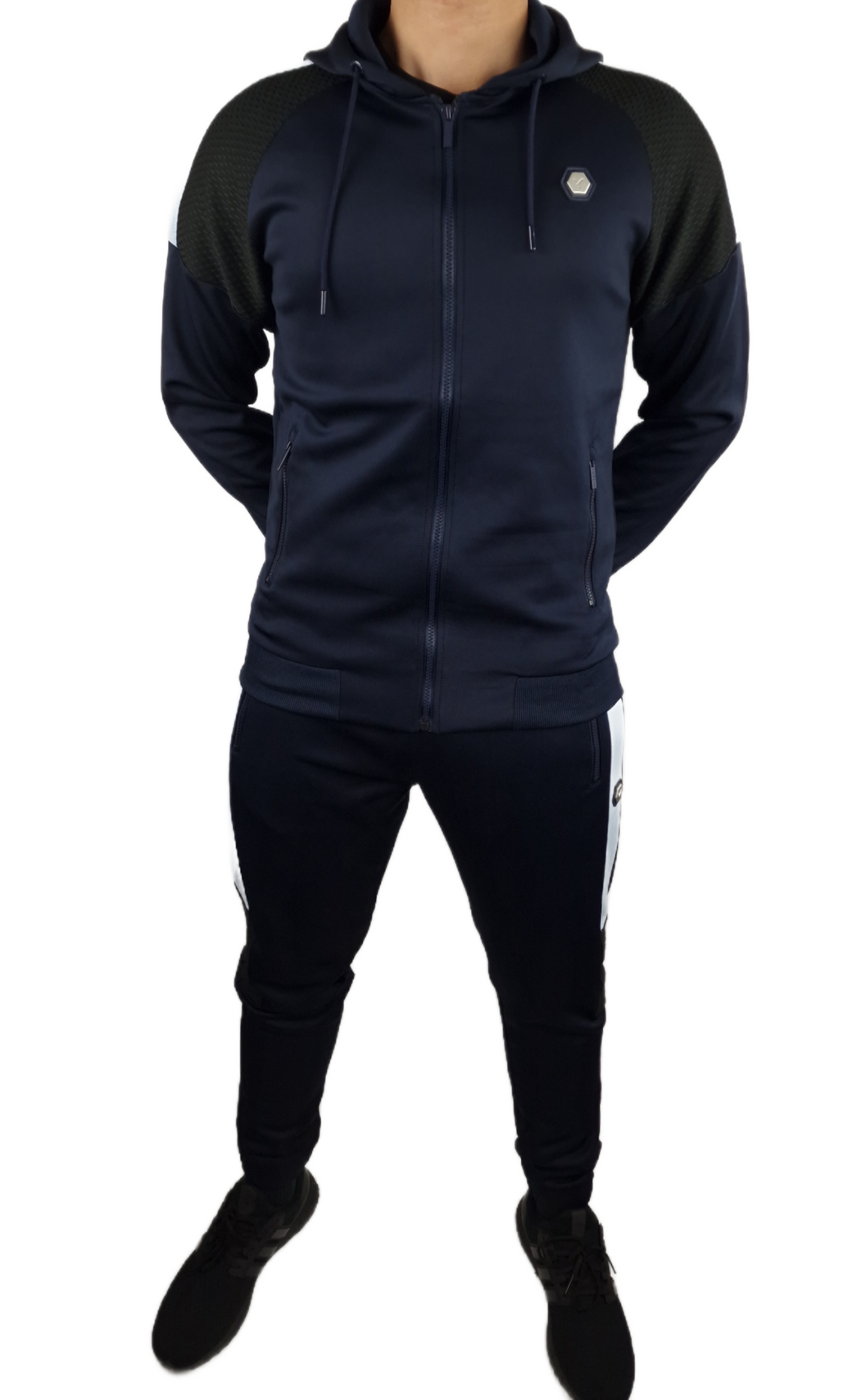 D-ROCK NAVY/BLACK TEXTURE SHOULDER TRACKSUIT