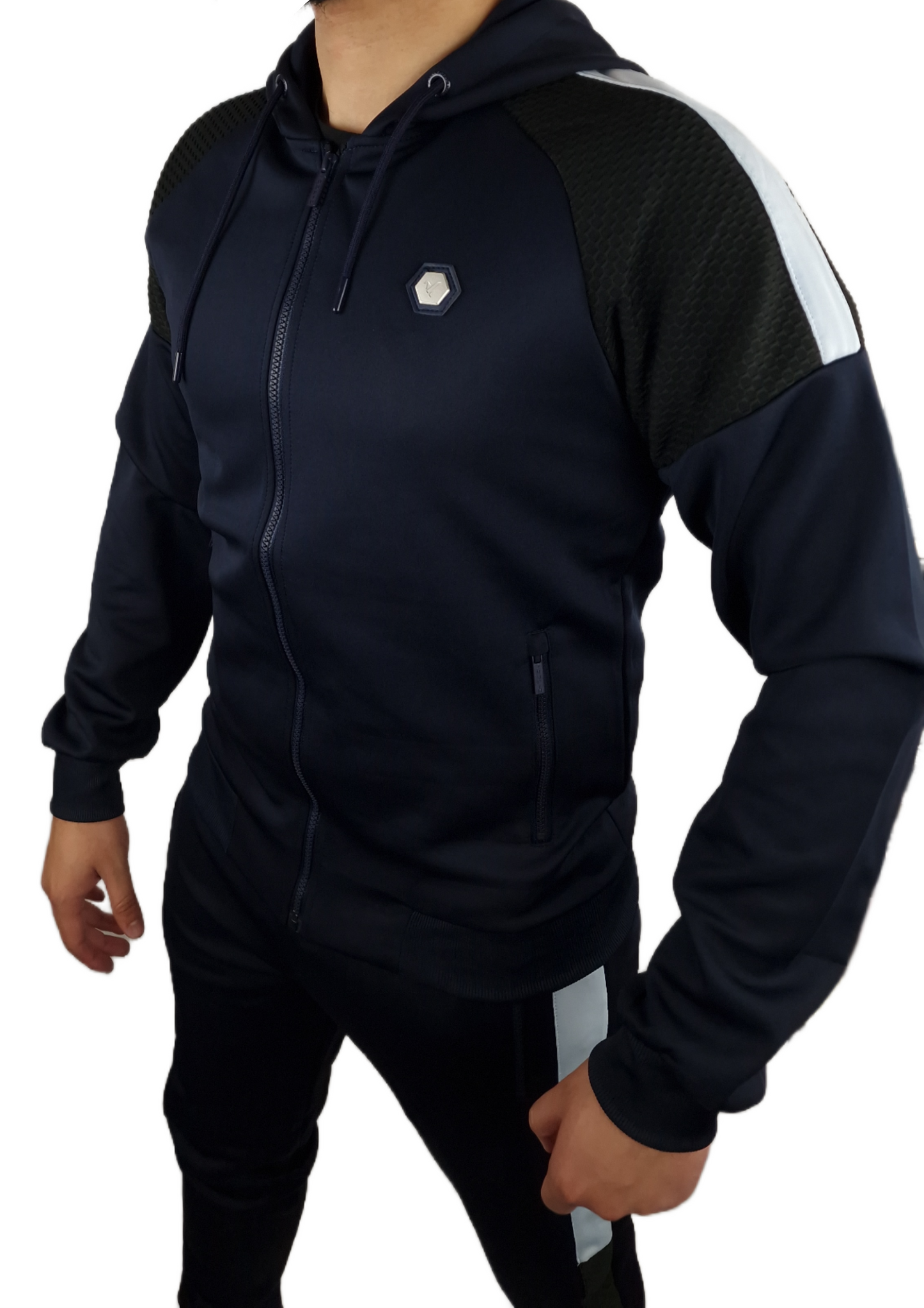 D-ROCK NAVY/BLACK TEXTURE SHOULDER TRACKSUIT