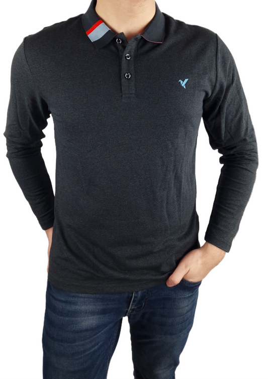 Men's D-ROCK Long Sleeve Polo-LEO Black