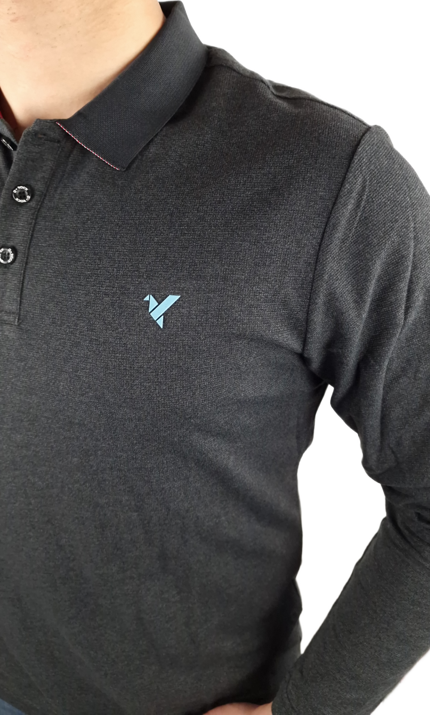 Men's D-ROCK Long Sleeve Polo-LEO Black