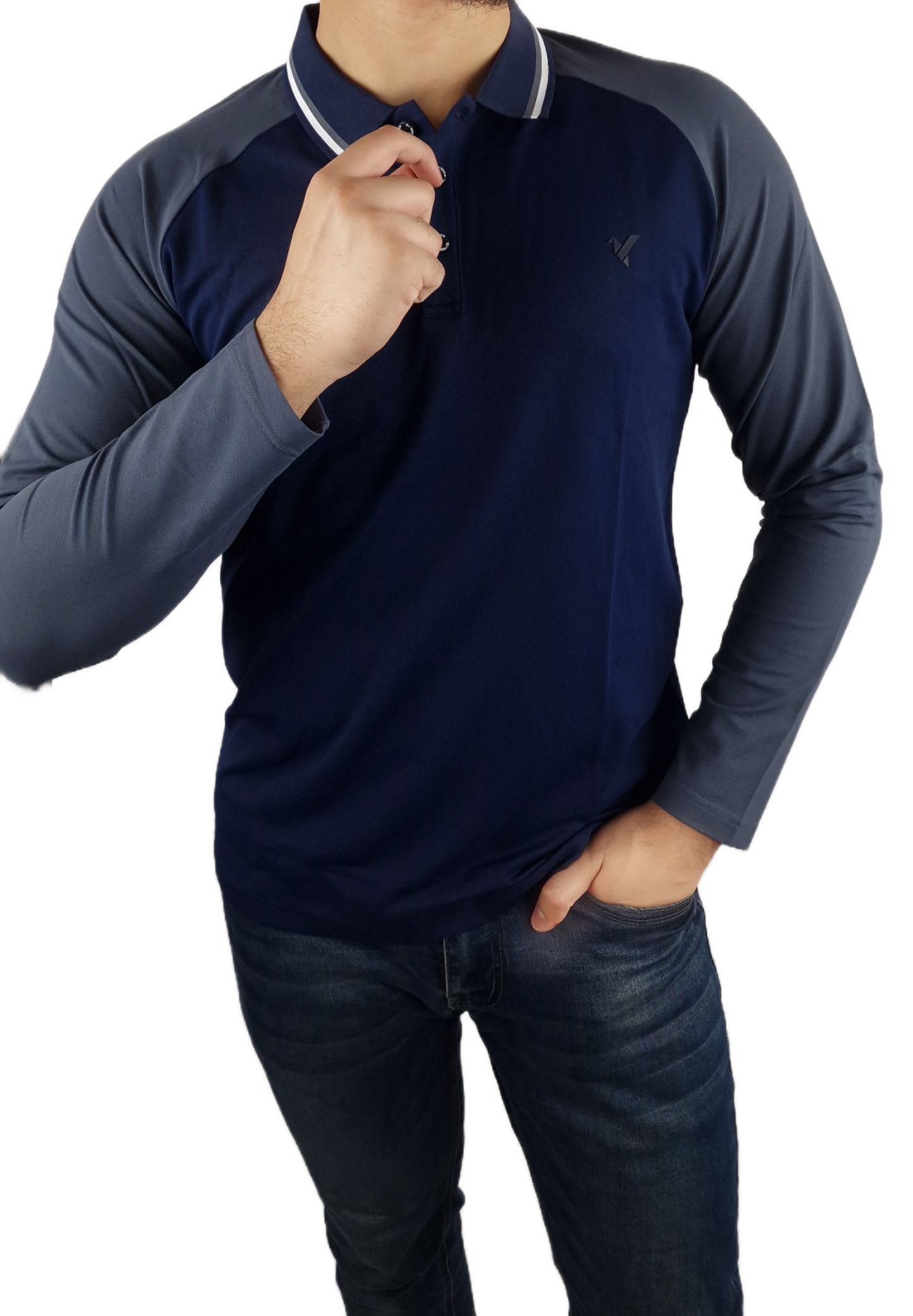 Men's D-ROCK Long Sleeve Polo-SCOTT Navy