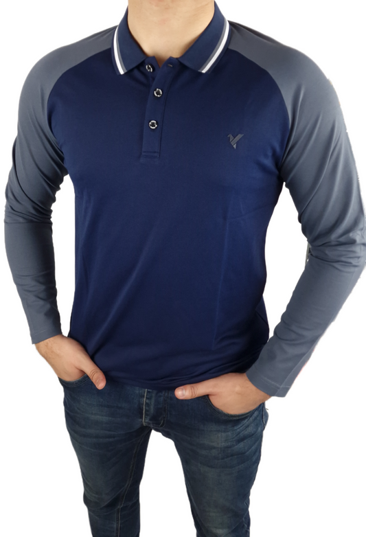 Men's D-ROCK Long Sleeve Polo-SCOTT Navy