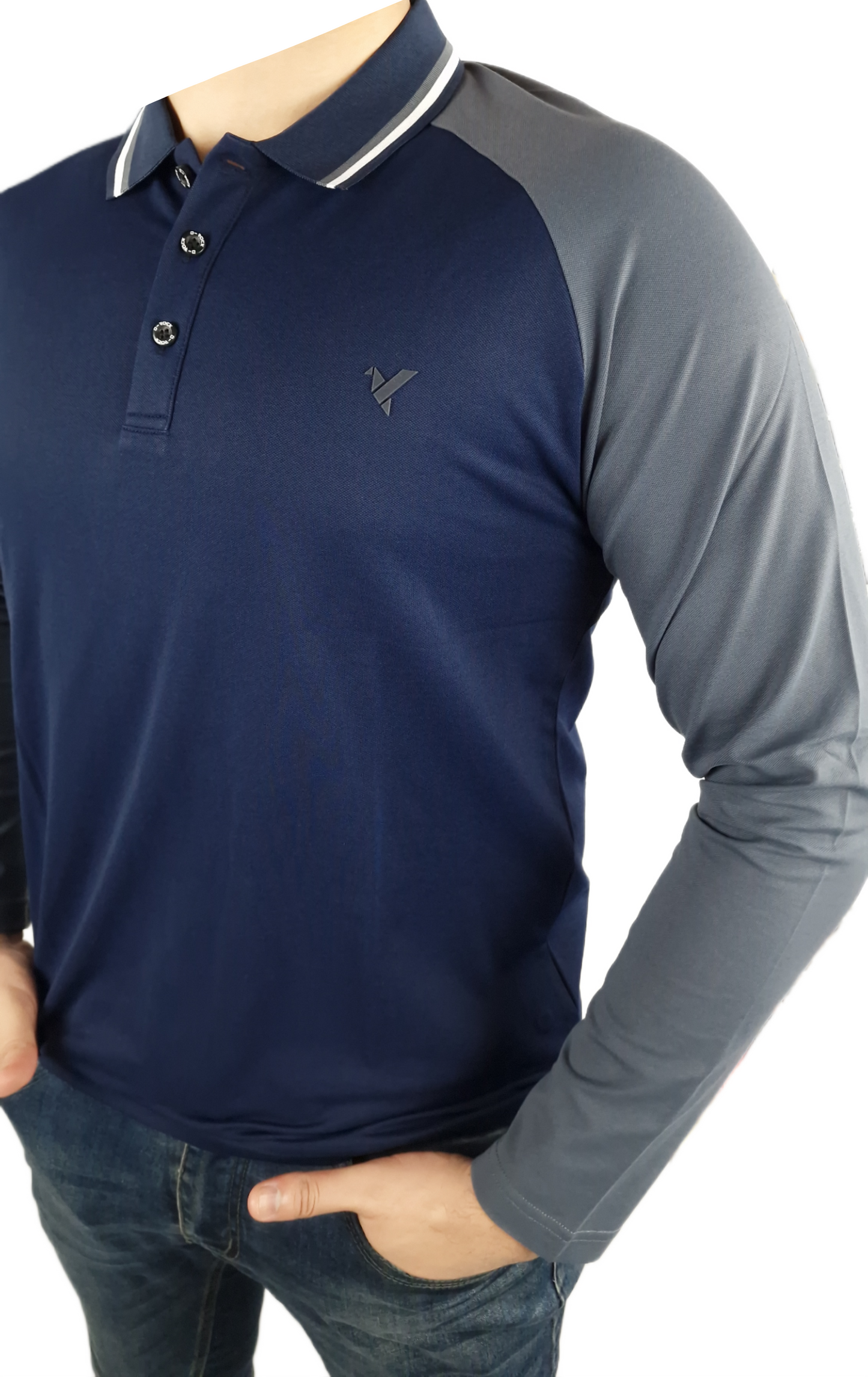 Men's D-ROCK Long Sleeve Polo-SCOTT Navy