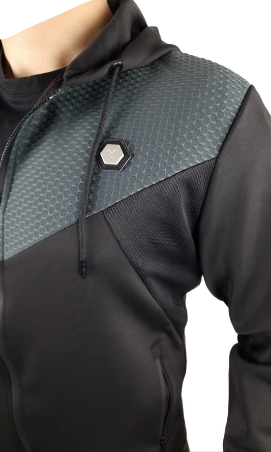 Men's D-Rock Justin Texture Chest Tracksuit - Black