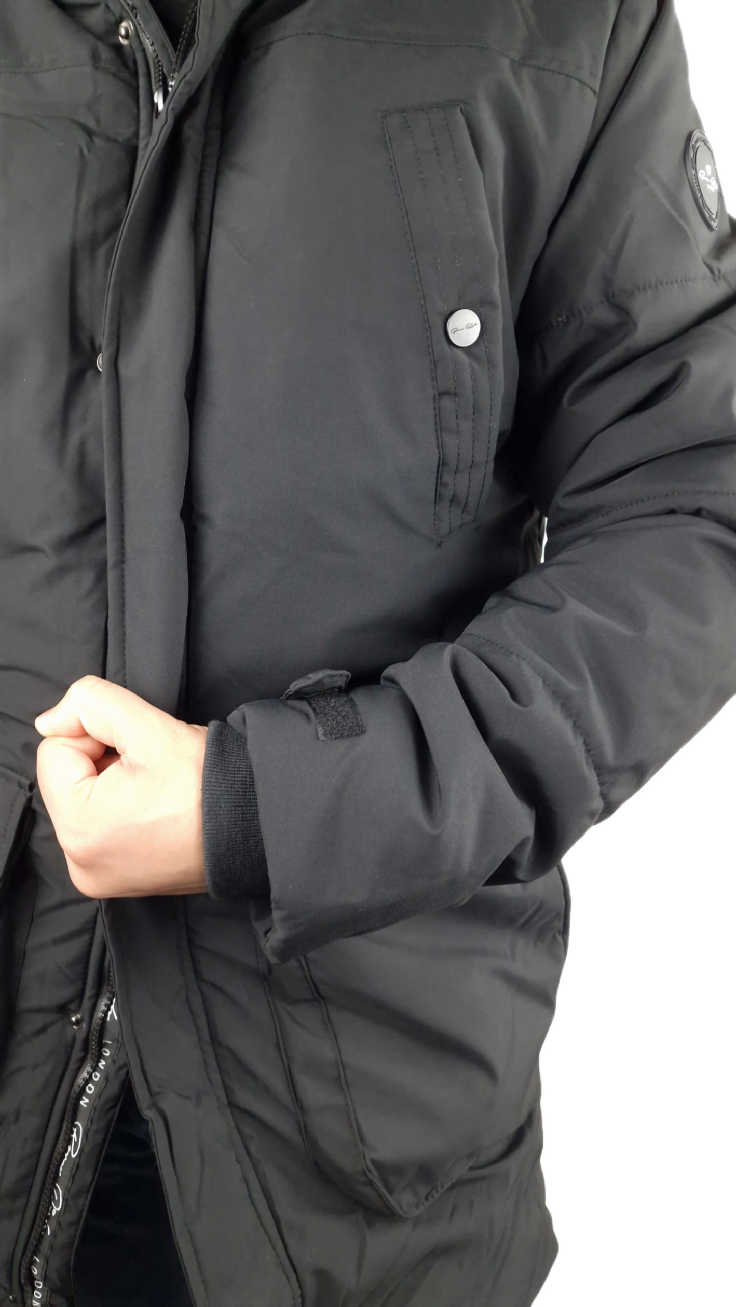 Men's Born Rich Federici Long Puffa Slim Fit Jacket Black