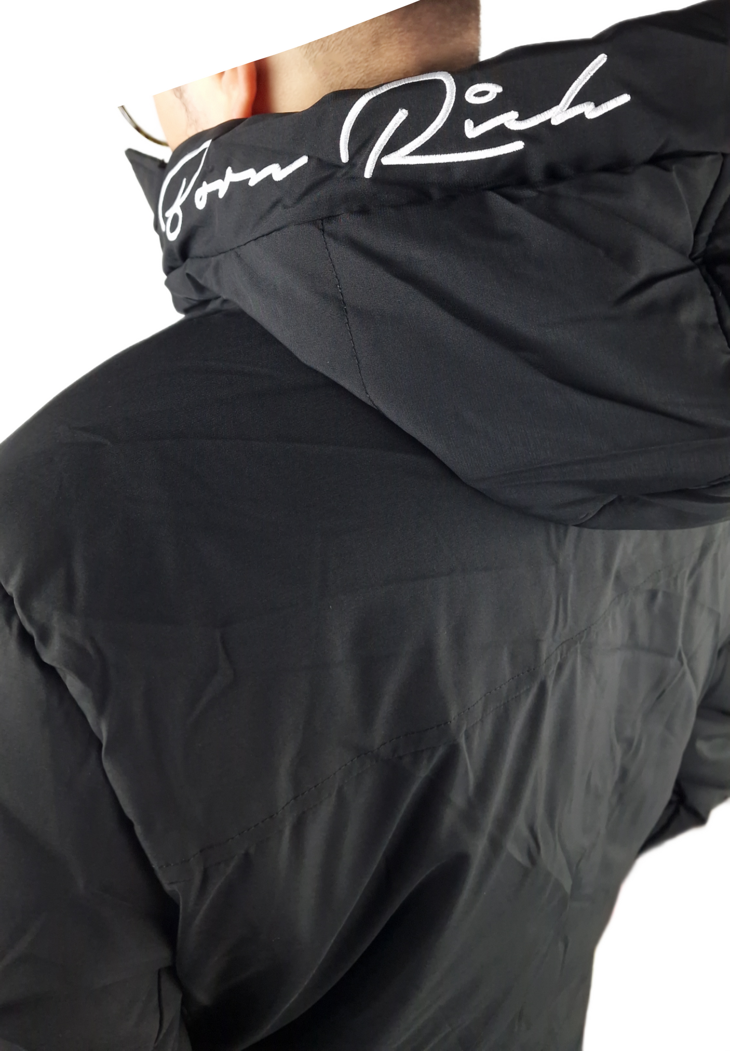 Men's Born Rich Federici Long Puffa Slim Fit Jacket Black