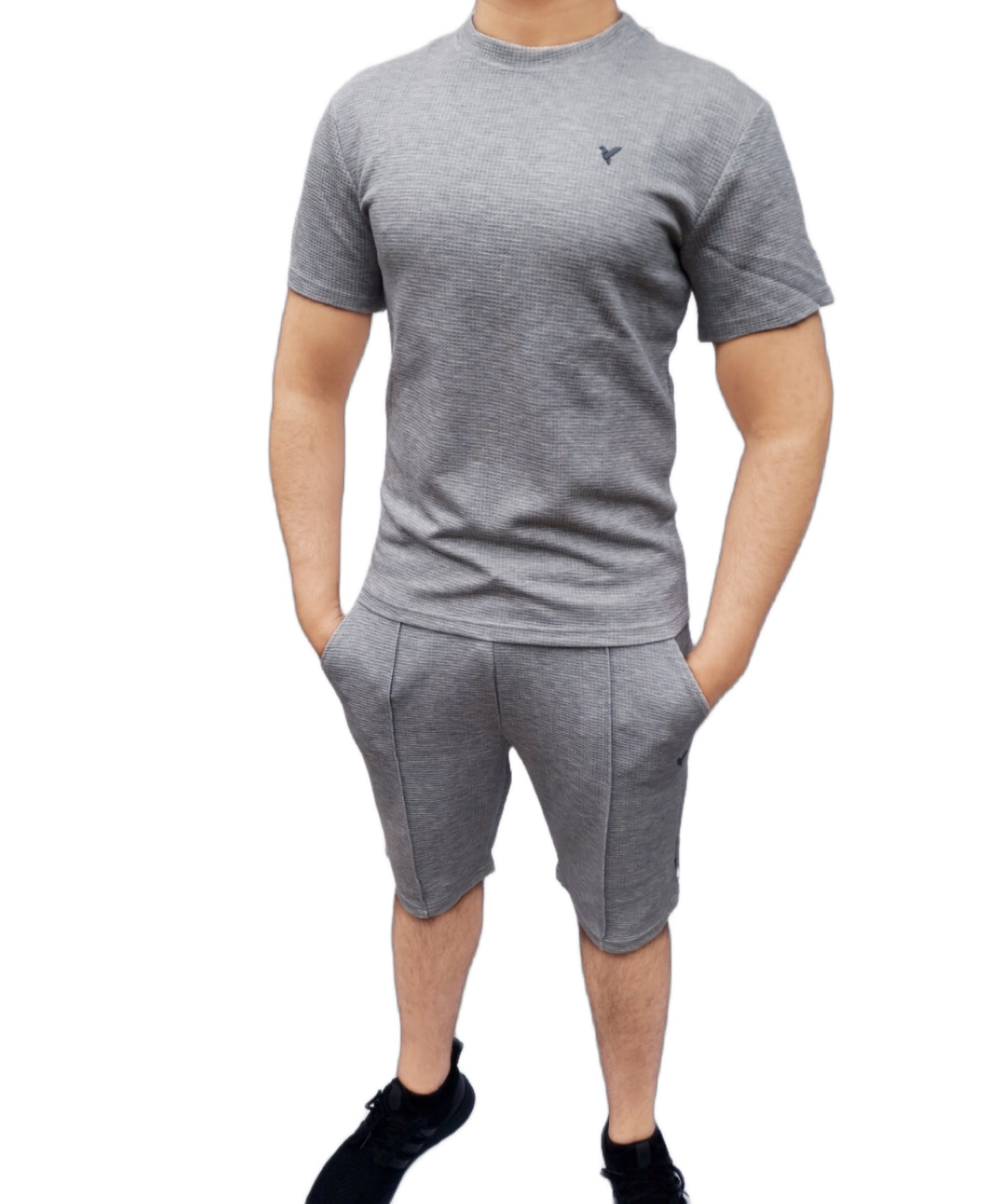 D-ROCK NUMAIR GREY CREW NECK T-SHIRT AND SHORT CO-ORD SET
