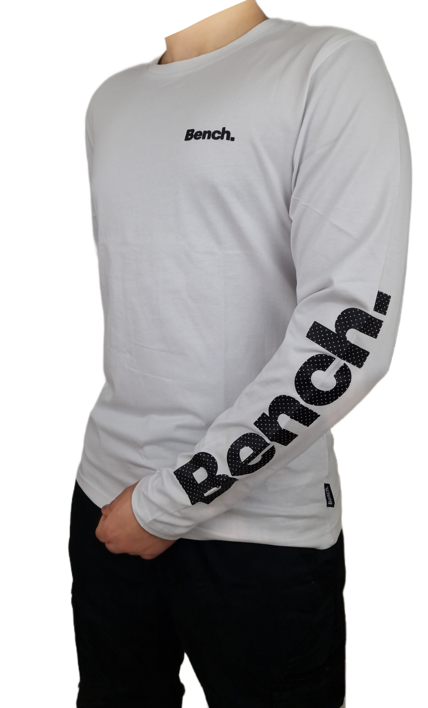 Mens Bench Caviar Long Sleeve T-Shirt - White