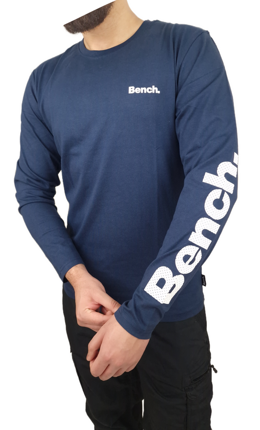 Mens Bench Caviar Long Sleeve T-Shirt - NAVY