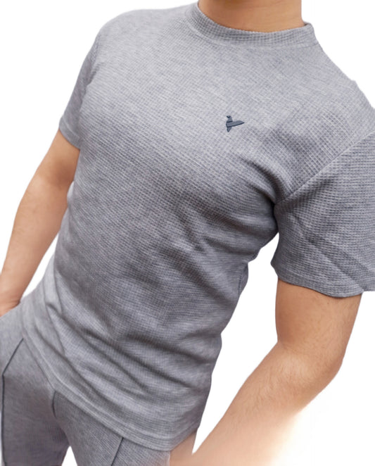 D-ROCK NUMAIR GREY CREW NECK T-SHIRT AND SHORT CO-ORD SET