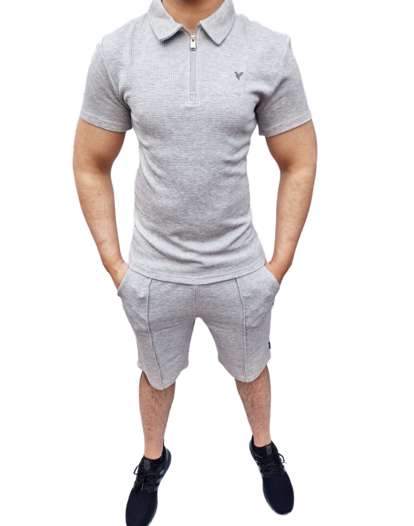 D-ROCK RAY GREY SHIRT AND SHORT CO-ORD SET
