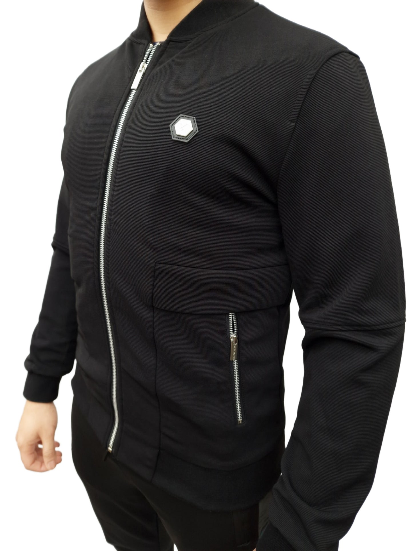 D-ROCK SEAN TEXTURED JACKET ZIPPED POCKETS BLACK