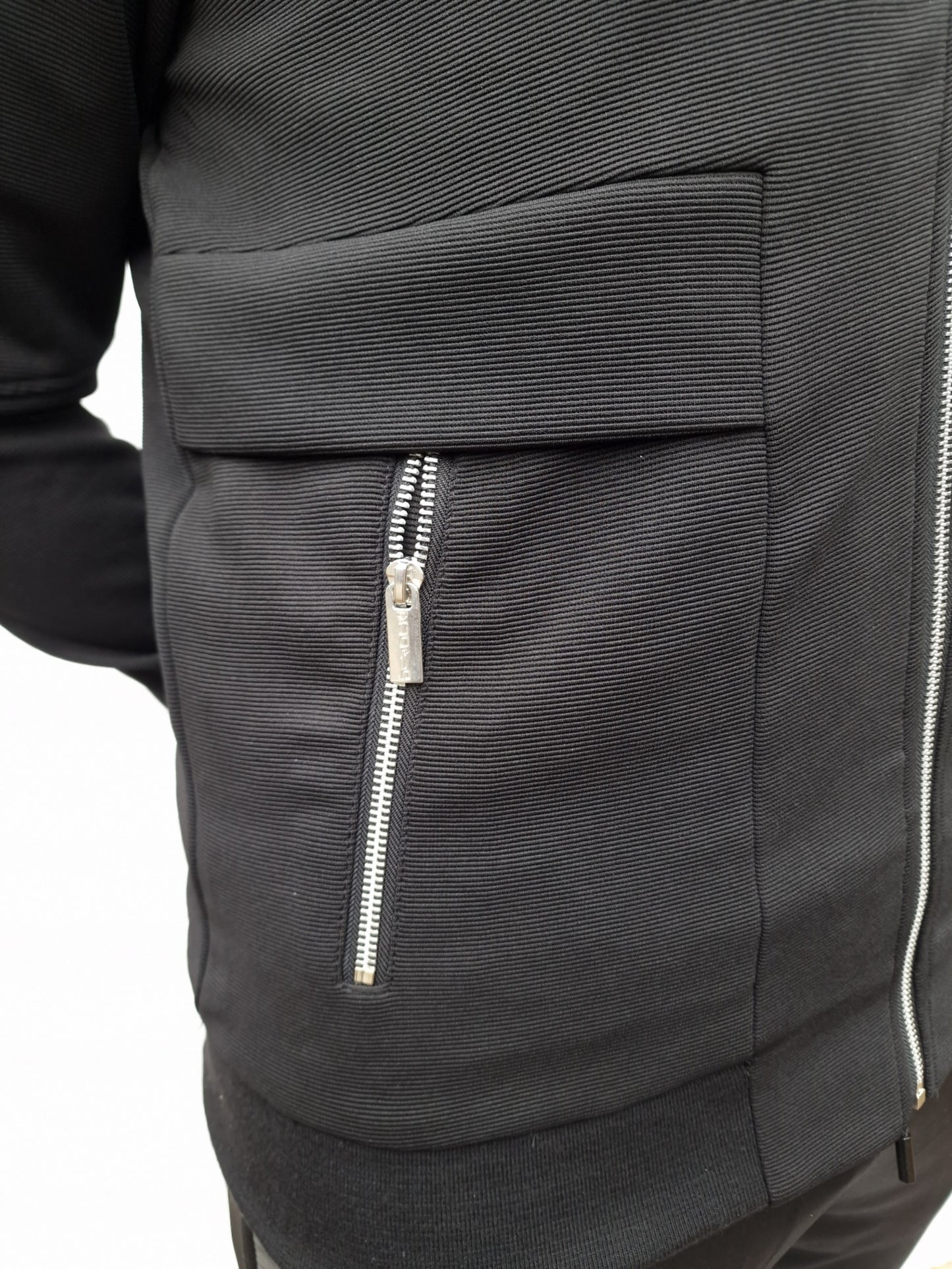 D-ROCK SEAN TEXTURED JACKET ZIPPED POCKETS BLACK