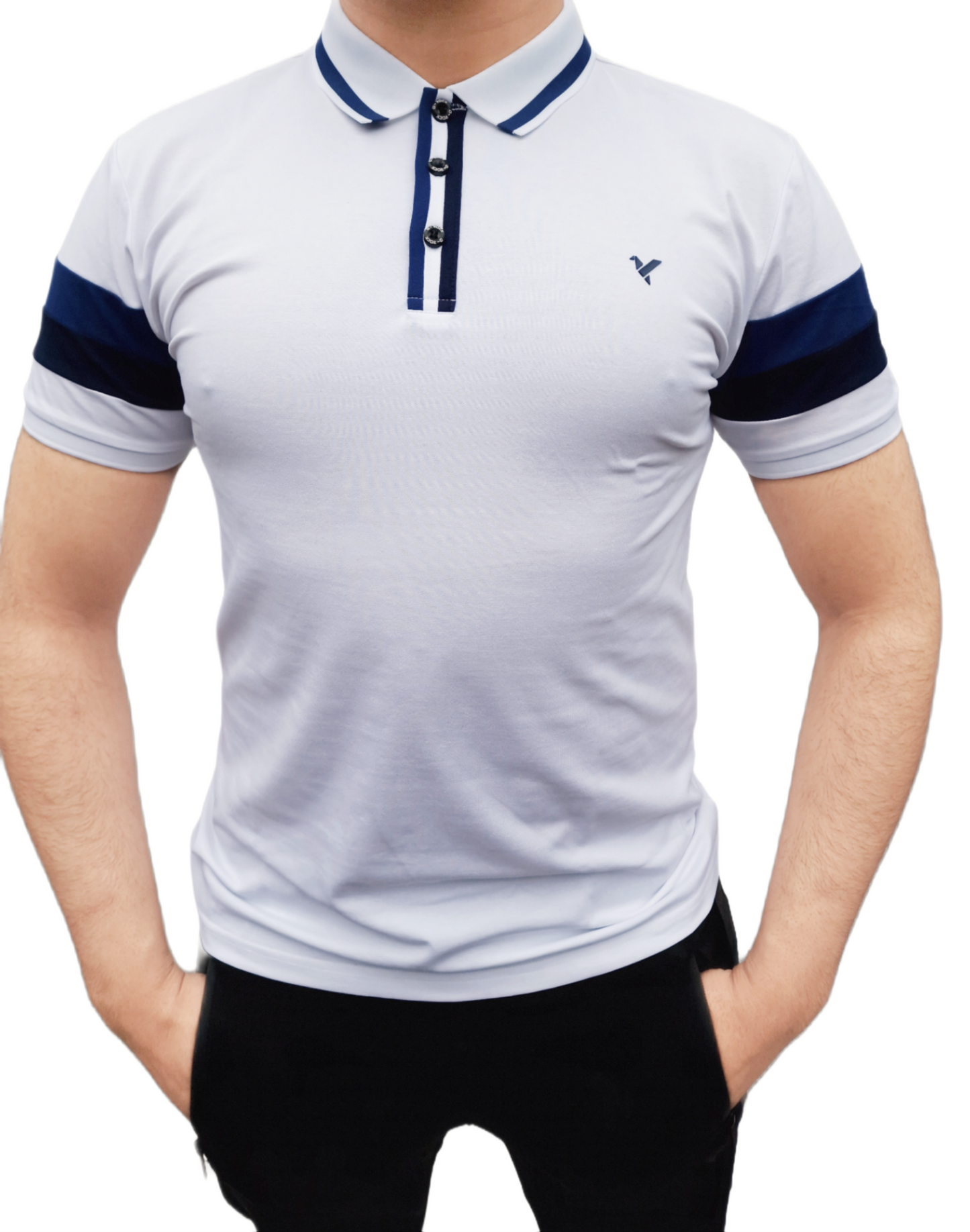 D-ROCK YORK TWO TONE SLEEVE POLO WHITE