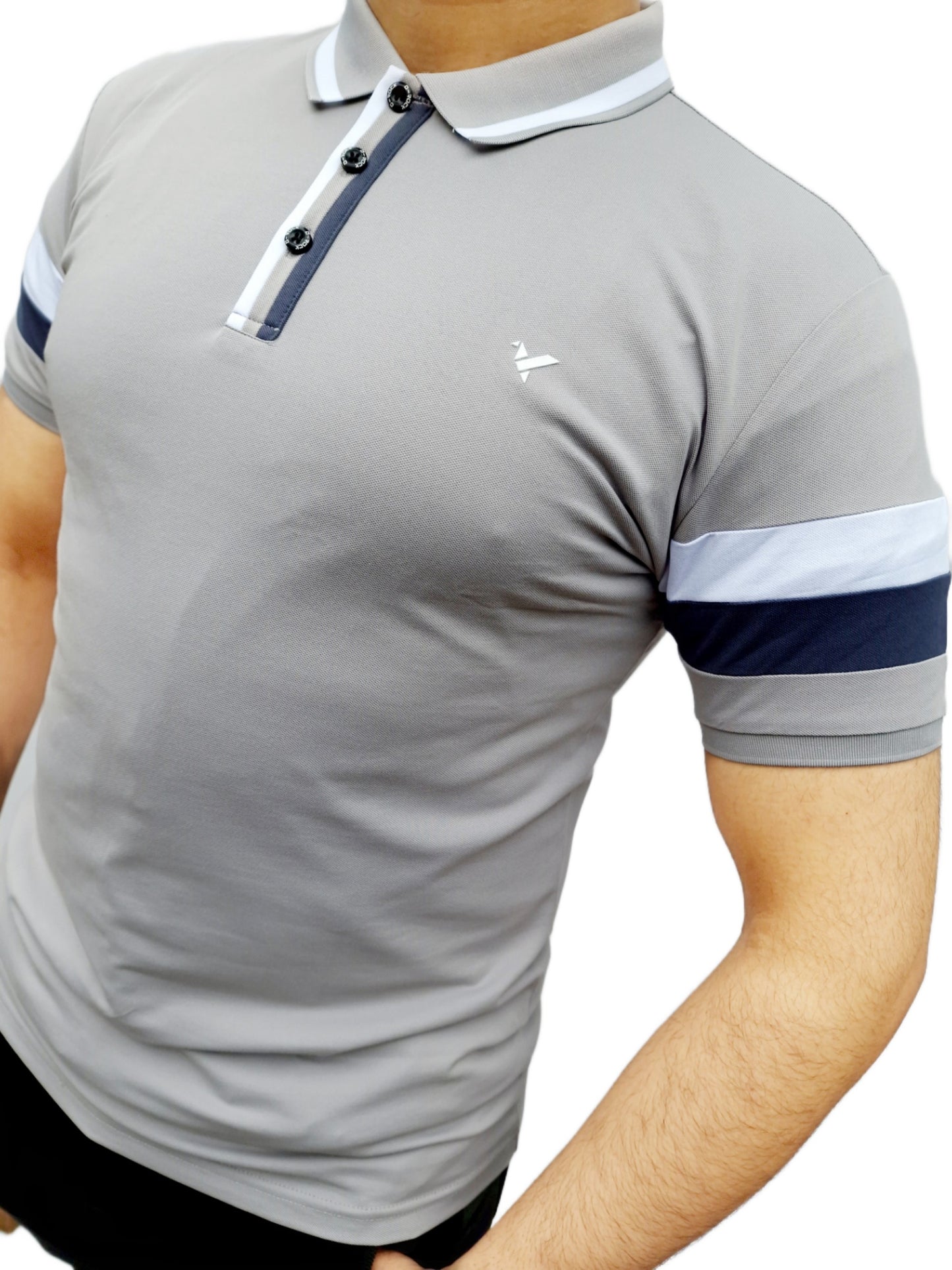 D-ROCK YORK TWO TONE SLEEVE POLO GREY