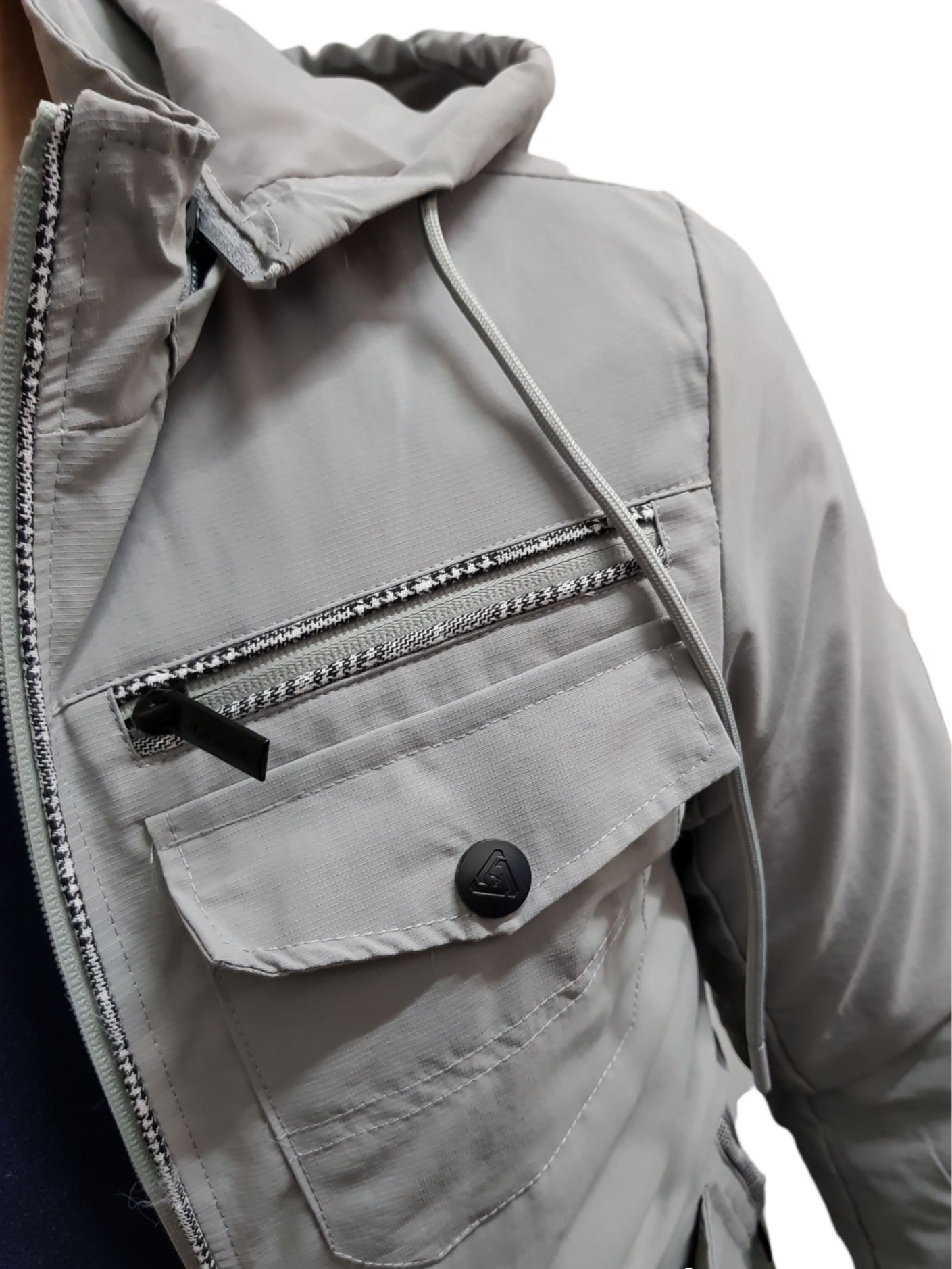 MENS DETACHABLE HOOD WINDBREAKER GREY