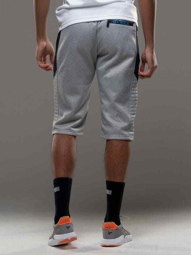 Mens D-Rock Designer Fleece Shorts Zip Pockets 3/4 length short