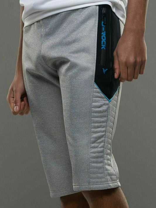 Mens D-Rock Designer Fleece Shorts Zip Pockets 3/4 length short