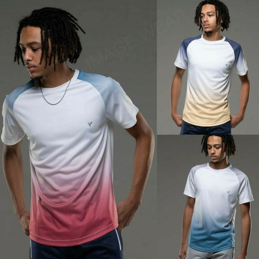 Men's D-Rock Raglan Ombre Summer T-Shirt Lightweight