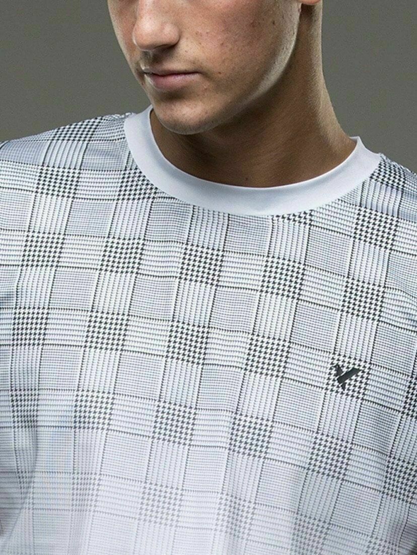 D-ROCK Check Print Crew Neck T-Shirt