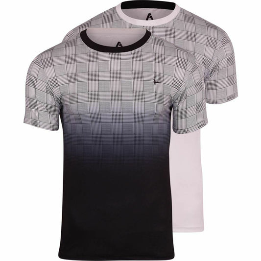 D-ROCK Check Print Crew Neck T-Shirt