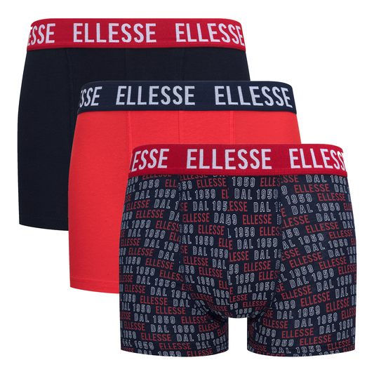 Ellesse Men’s Muxel 3 Pack Underwear Trunks Blue / Red / Multi