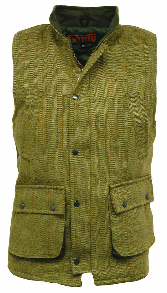 Men's Tweed Derby Gilet Hunting Shooting Teflon Coated Waistcoat Bodywarmer