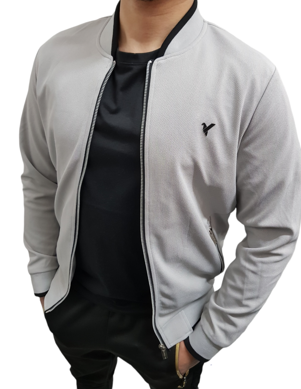 Mens D-ROCK Grey Textured Jacket
