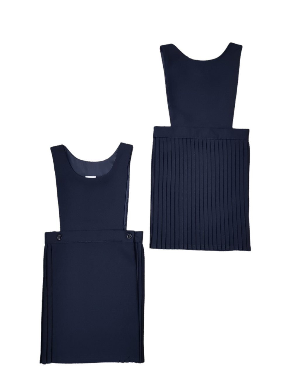 Navy Girls School Uniform Pleated Plain Bib Pinafore Dress