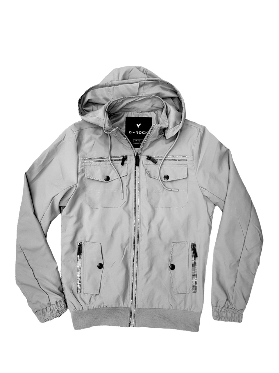 MENS DETACHABLE HOOD WINDBREAKER GREY