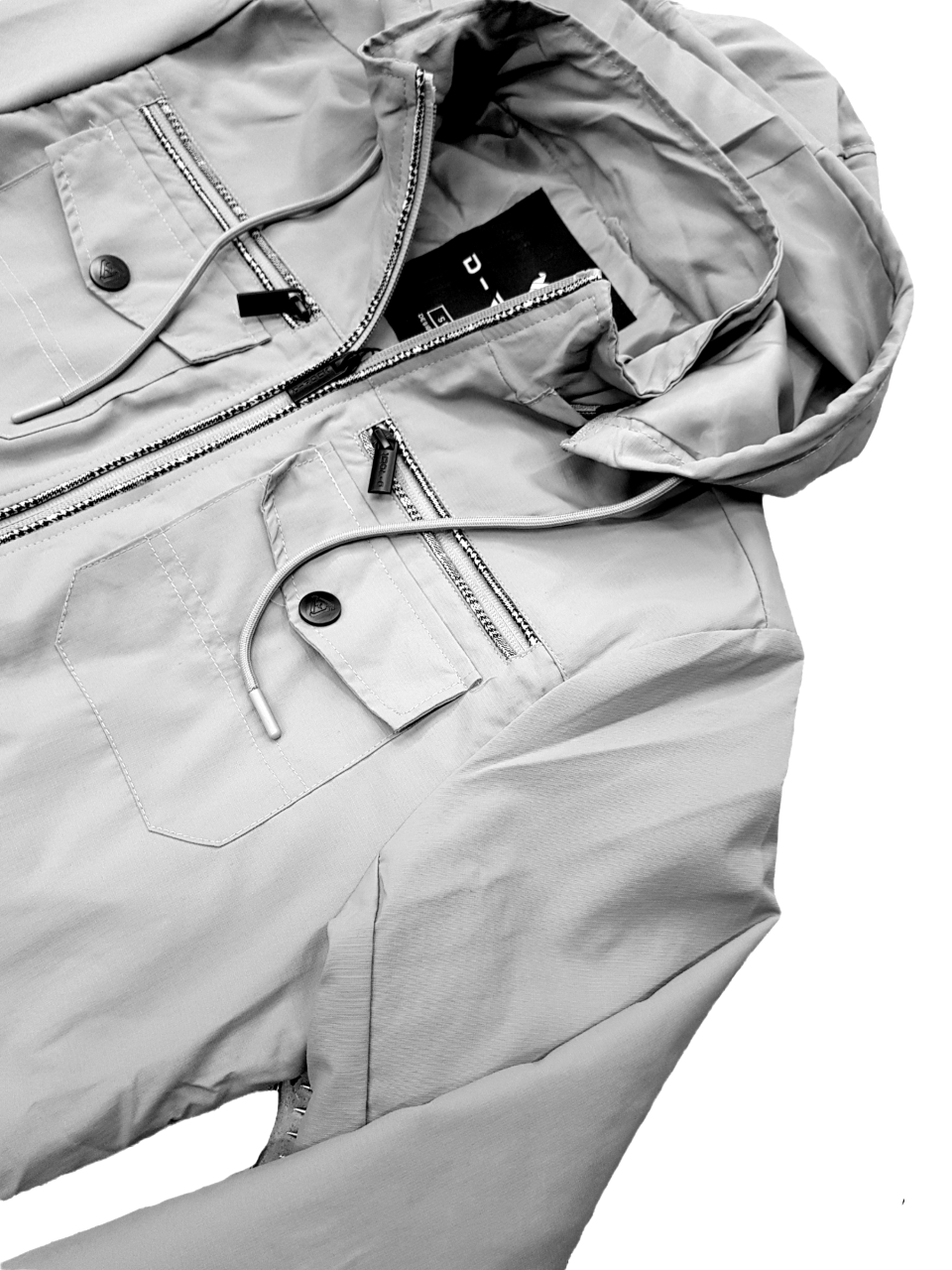 MENS DETACHABLE HOOD WINDBREAKER GREY