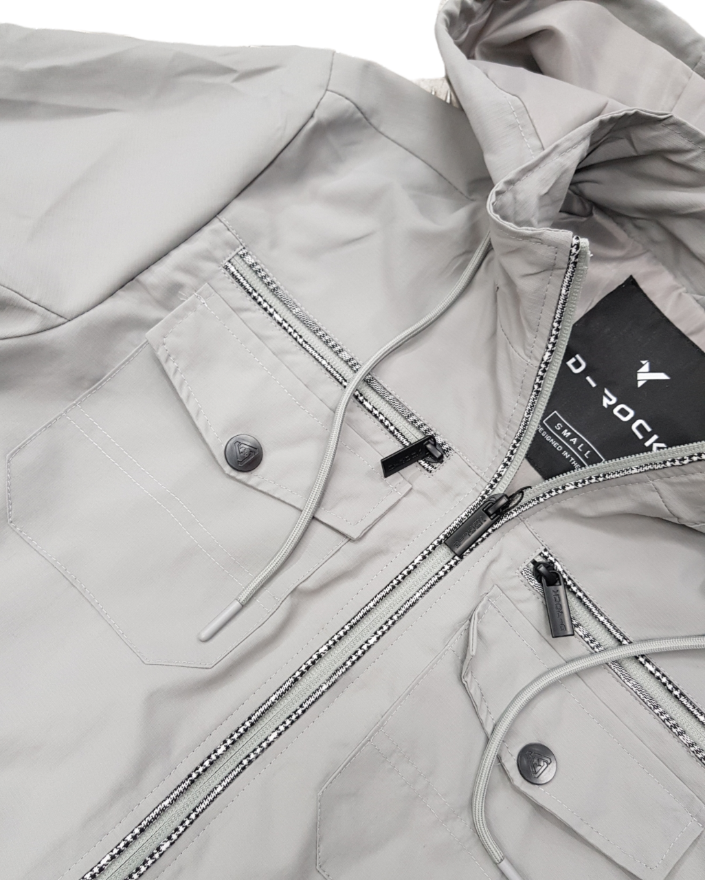 MENS DETACHABLE HOOD WINDBREAKER GREY
