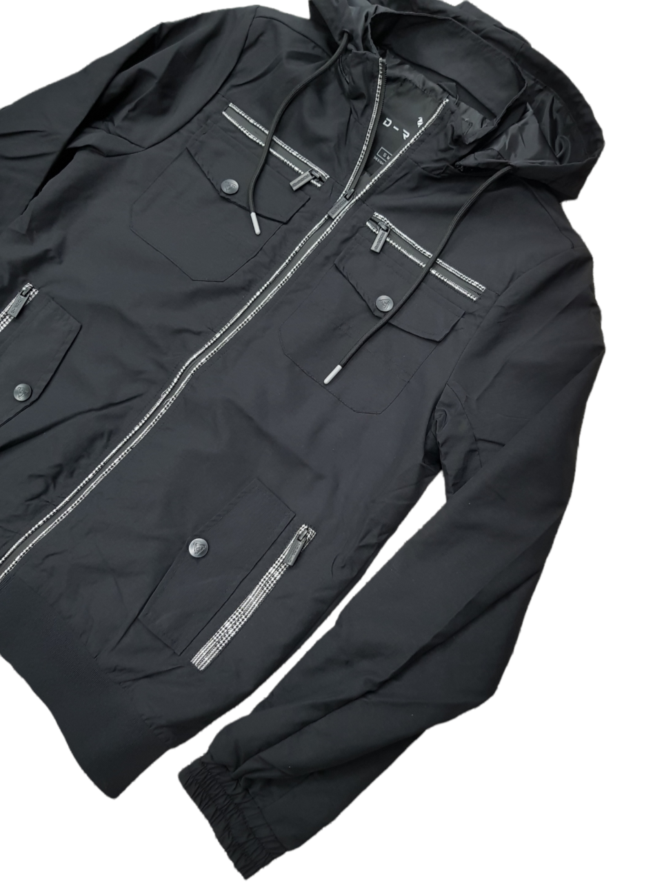 MENS DETACHABLE HOOD WINDBREAKER BLACK