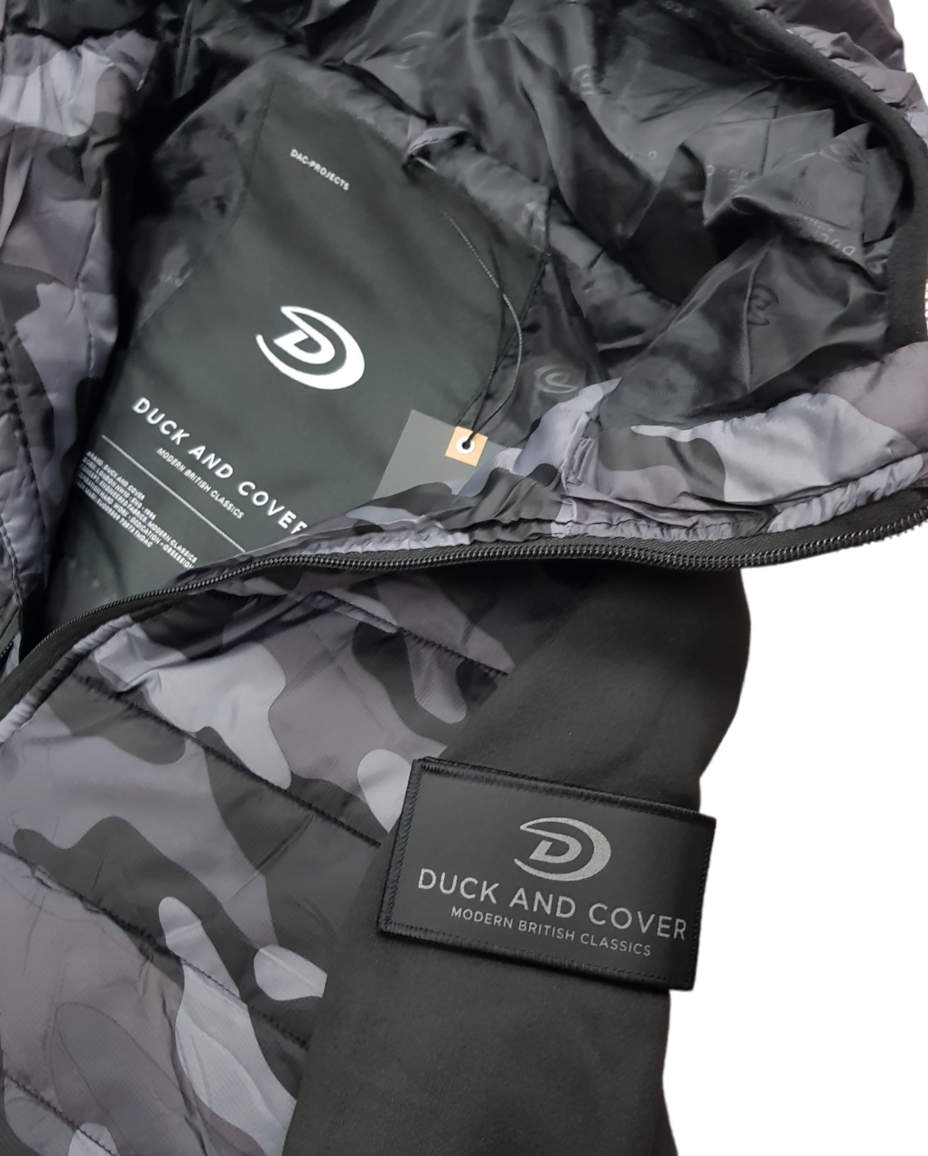Duck and Cover Men's Dark Camo Ripstop Quilted Jacket