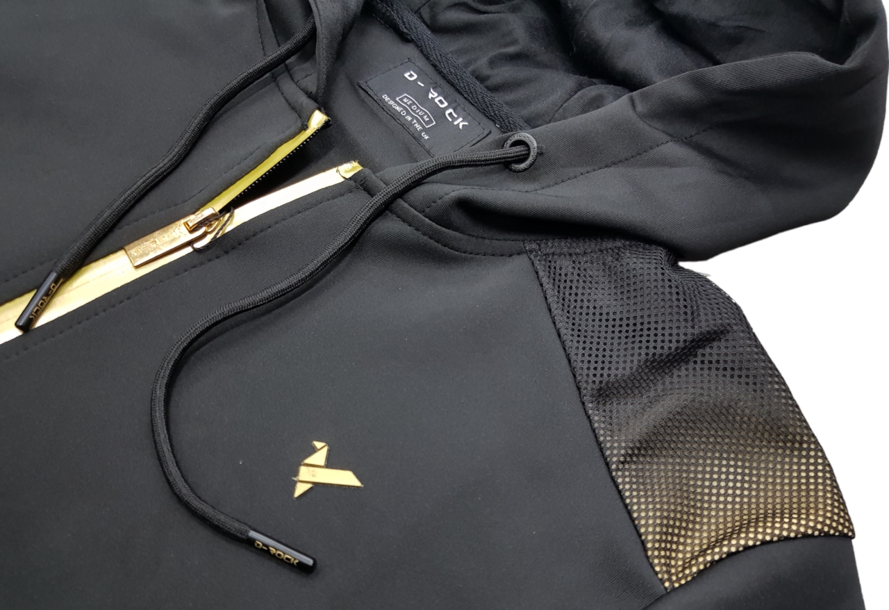 MENS D-ROCK HUXLEY CUT & SEW BLACK/GOLD TRACKSUIT