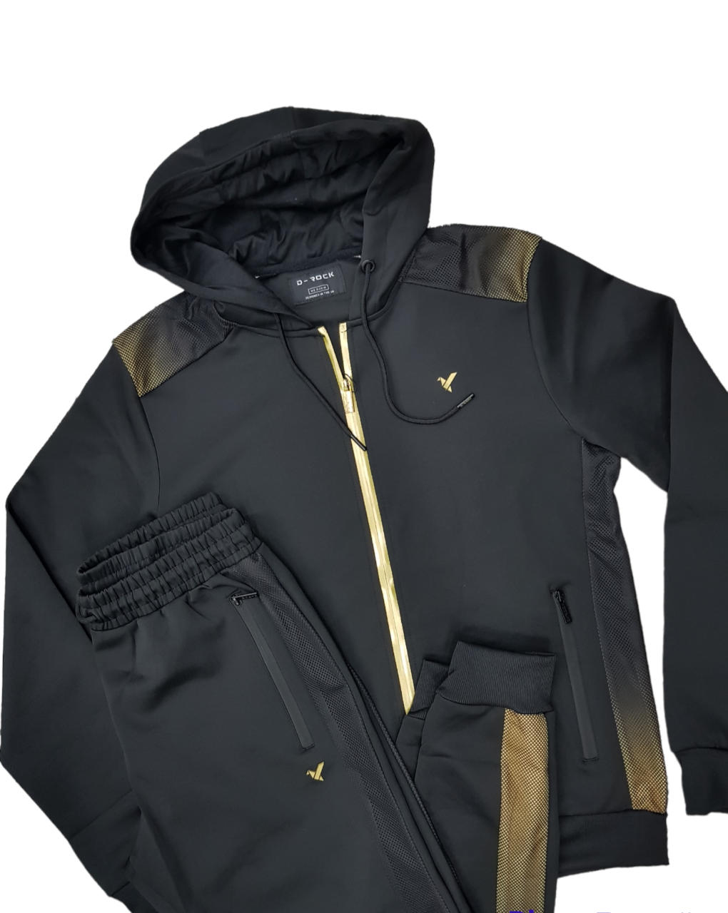 MENS D-ROCK HUXLEY CUT & SEW BLACK/GOLD TRACKSUIT