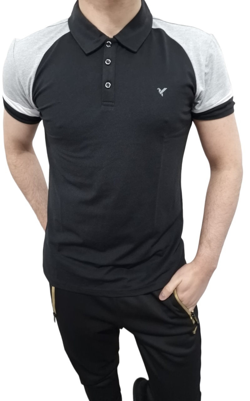 D-ROCK SHORT SLEEVE POLO CONTRAST SLEEVES BLACK
