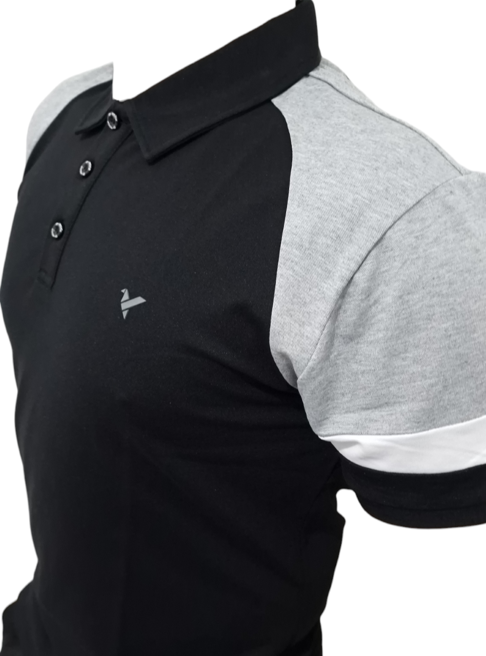 D-ROCK SHORT SLEEVE POLO CONTRAST SLEEVES BLACK
