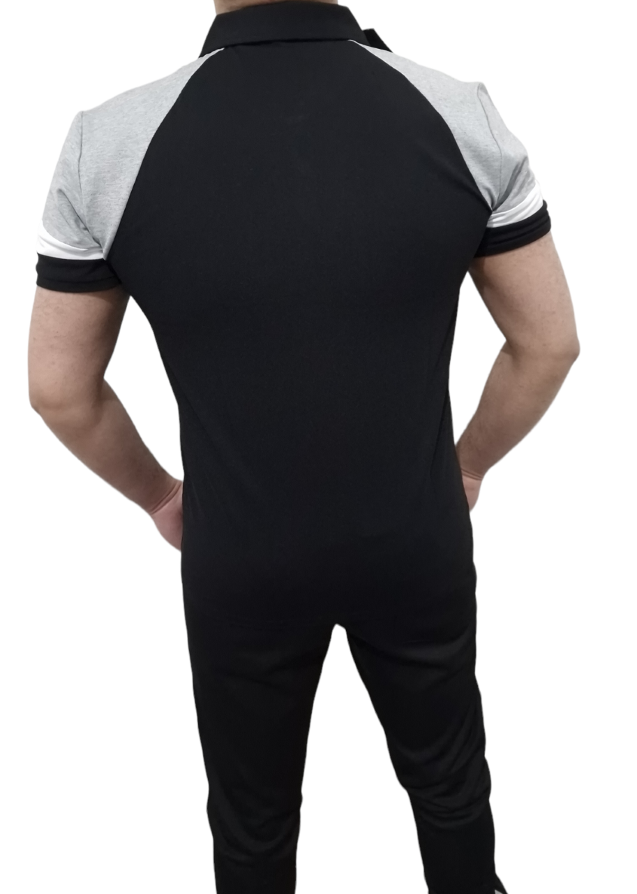 D-ROCK SHORT SLEEVE POLO CONTRAST SLEEVES BLACK