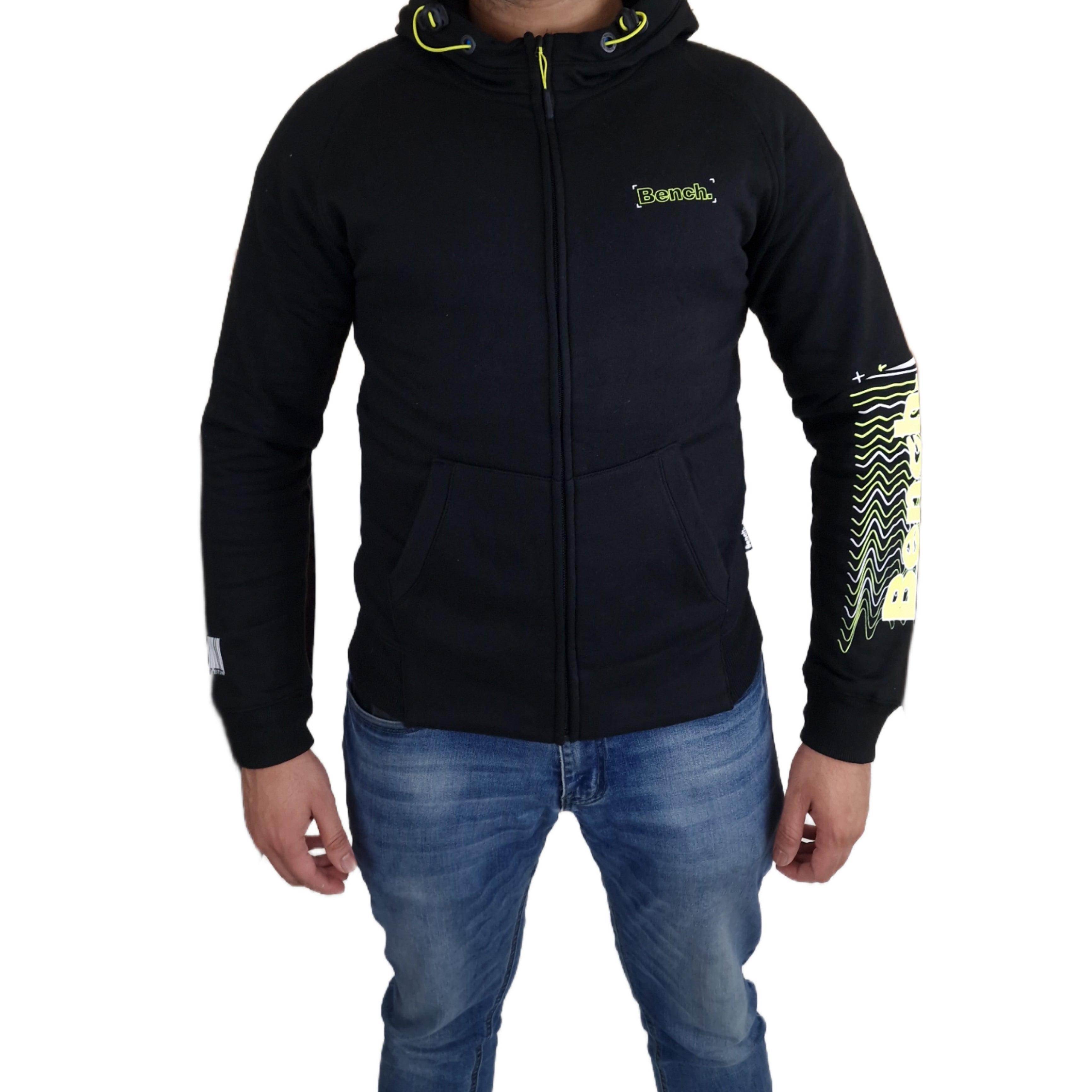 Men's Bench Zip Through Hoodie - Black – Image Wear