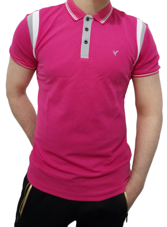 Men's D-ROCK Taylor Cut & Sew Polo Shirt Pink