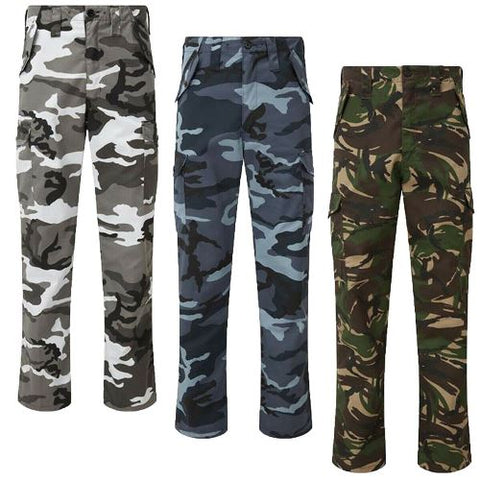 Men's Fort Cargo Multipocket Camo Work Trousers with Removable Drawstring