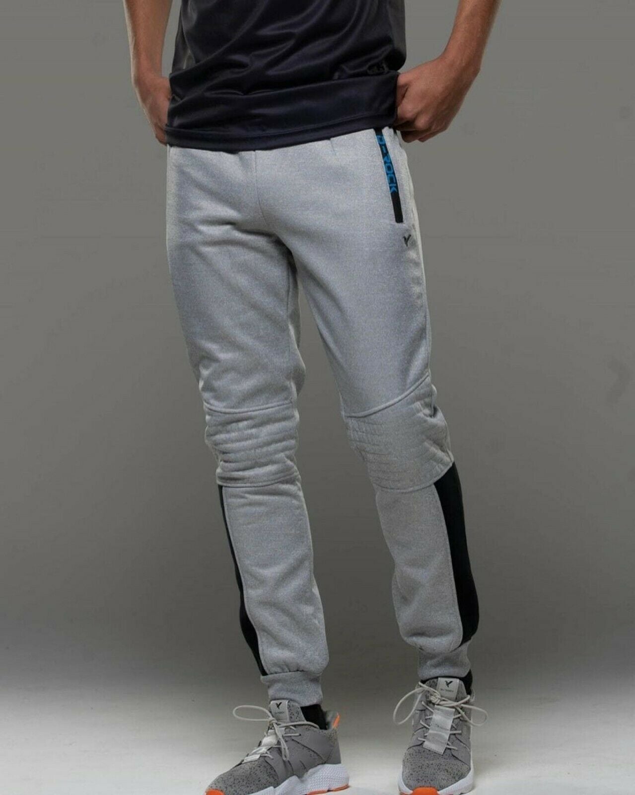 D-ROCK Cut & Sew Zipped Pocket Grey Jogging bottoms